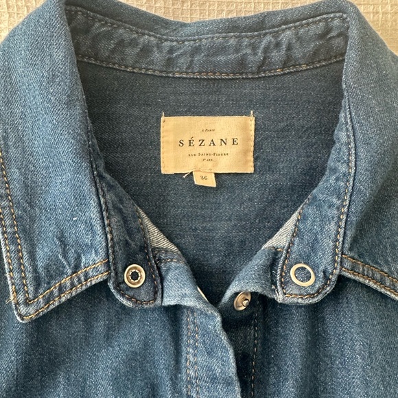 Sezane Denim Dress Size 4 - Picture 5 of 6